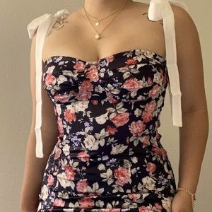 Black floral mini dress